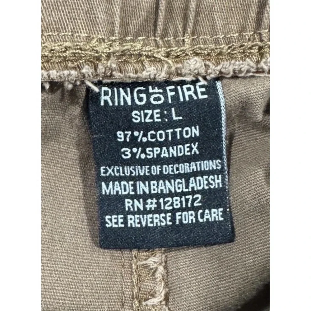 Ring of Fire Mens Jogger Pants Large Brown Elastic Waist Stretch RYB0032